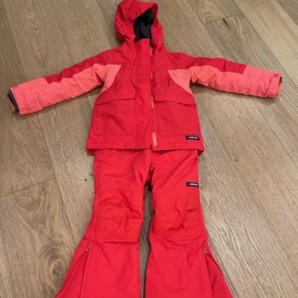 Lands' End Kids Squall Fleece Lined Waterproof Insulated Jacket and Bibs (snow)